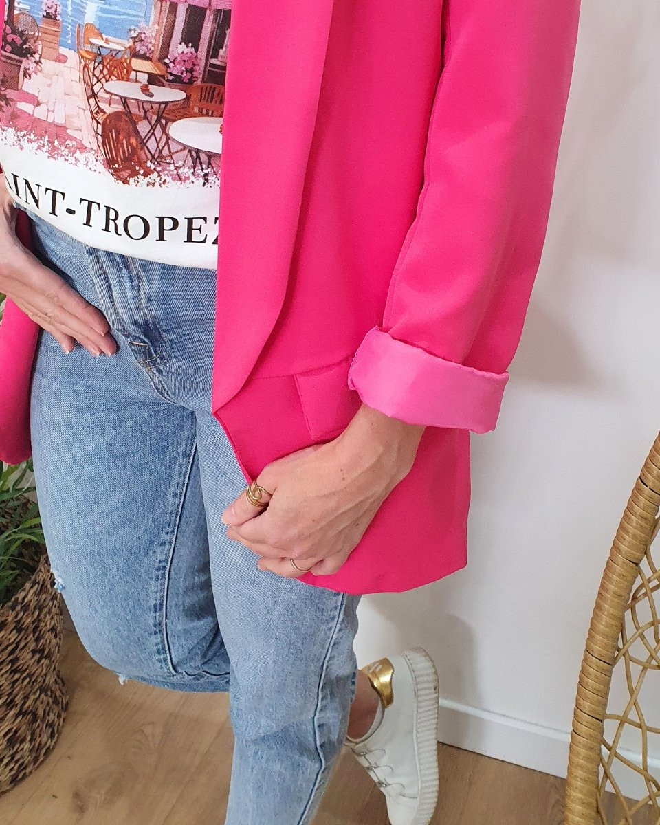 Veste blazer unie fuchsia
