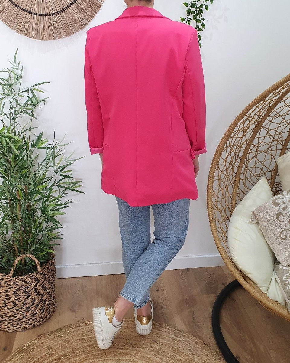 Veste blazer unie fuchsia