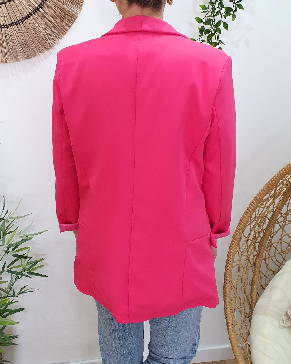 Veste blazer unie fuchsia