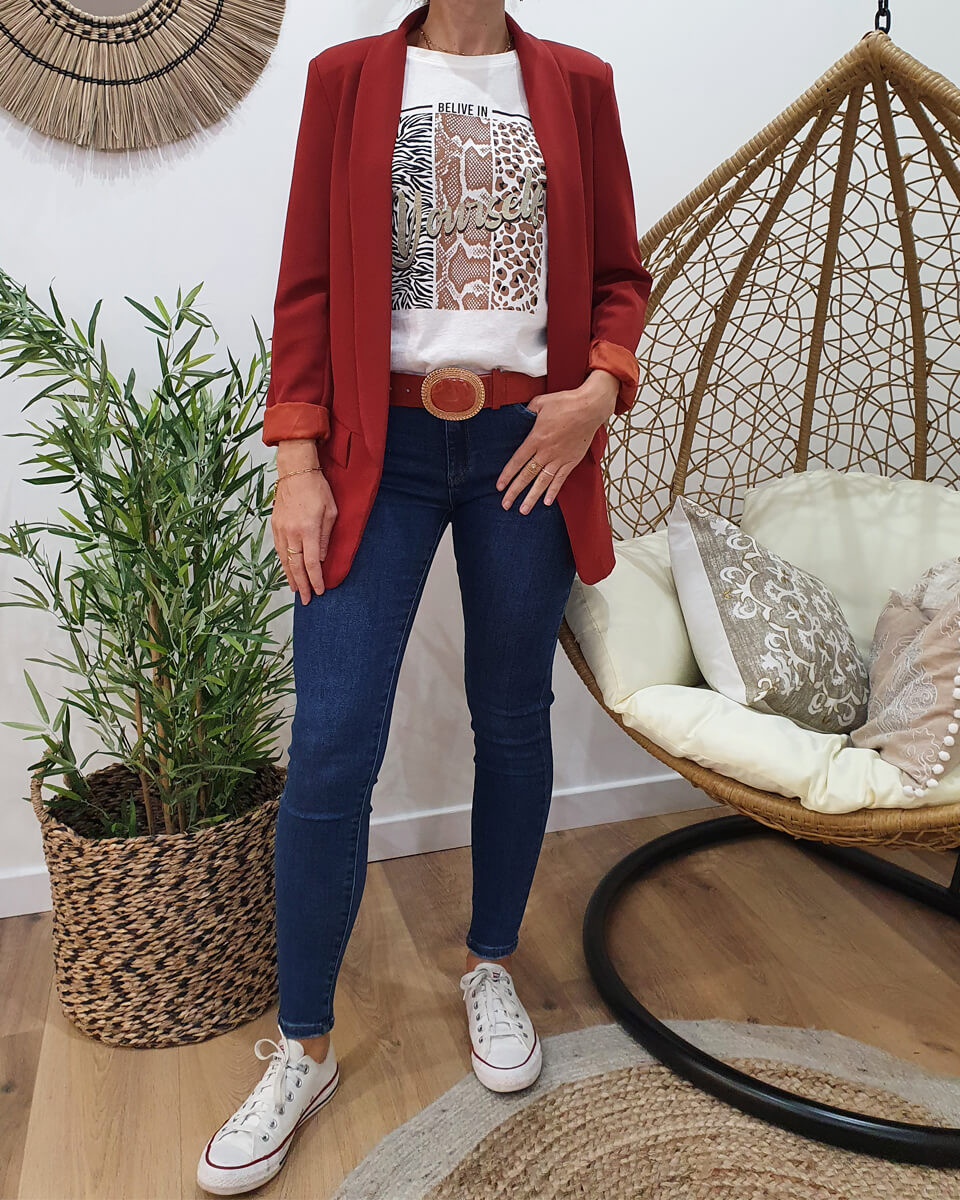 Veste blazer unie brique