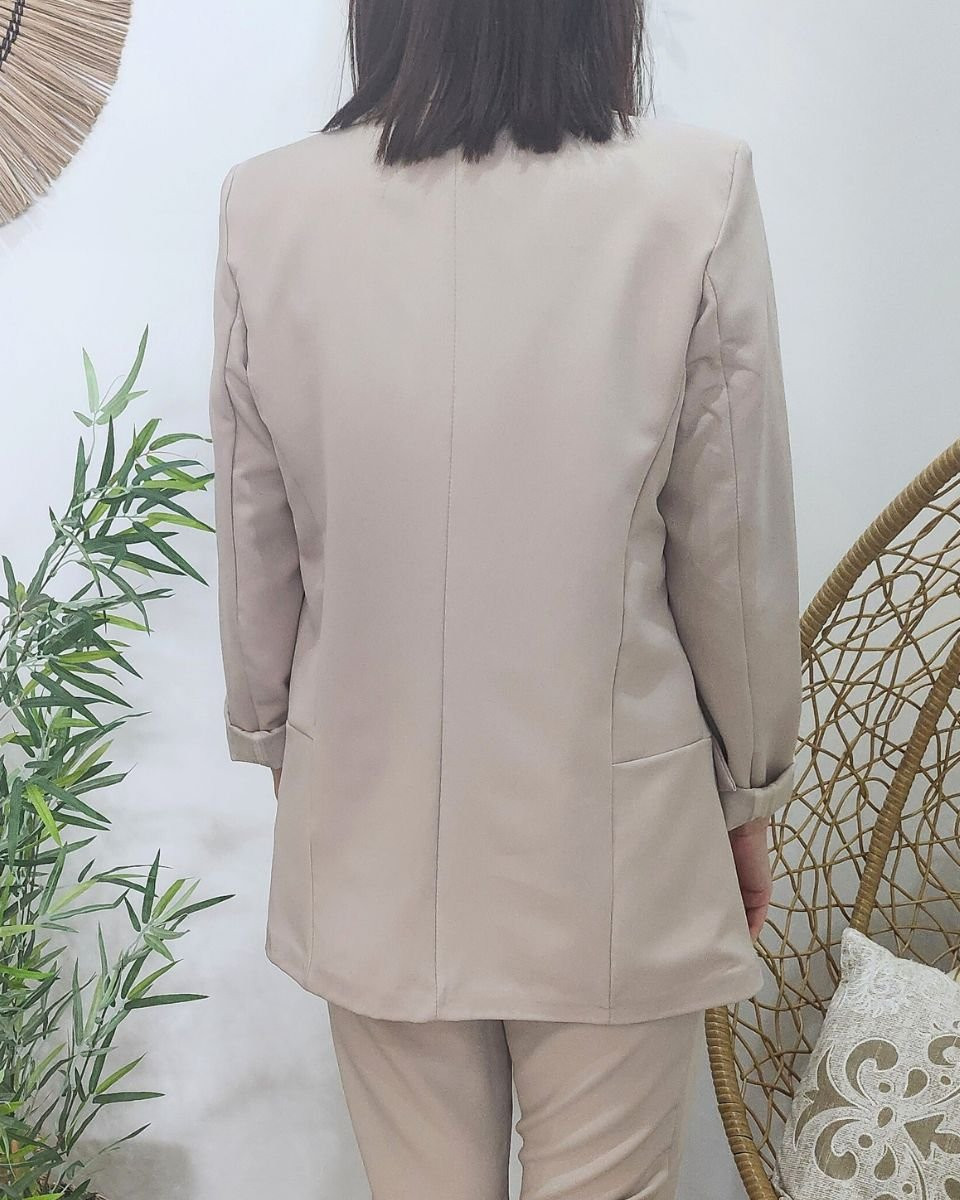 Veste blazer femme unie beige