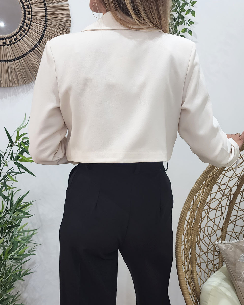 Veste blazer courte écru
