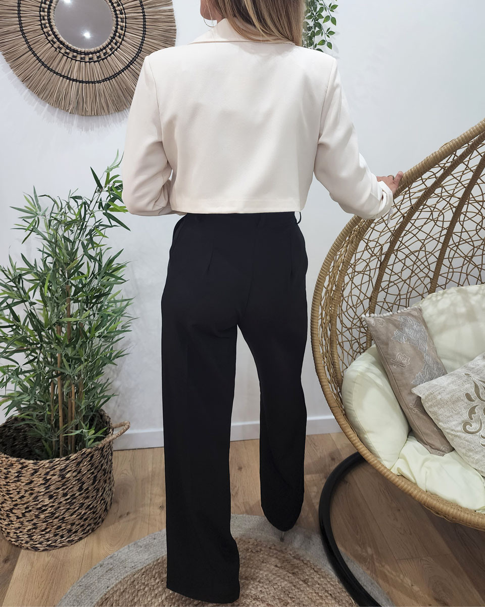 Veste blazer courte écru