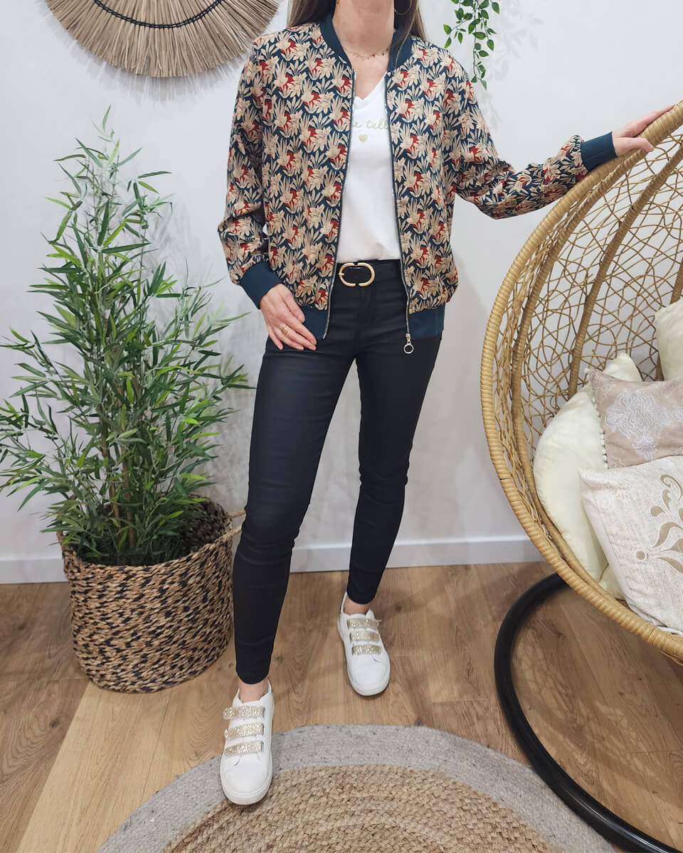 Bombers femme vert et beige Eugénie