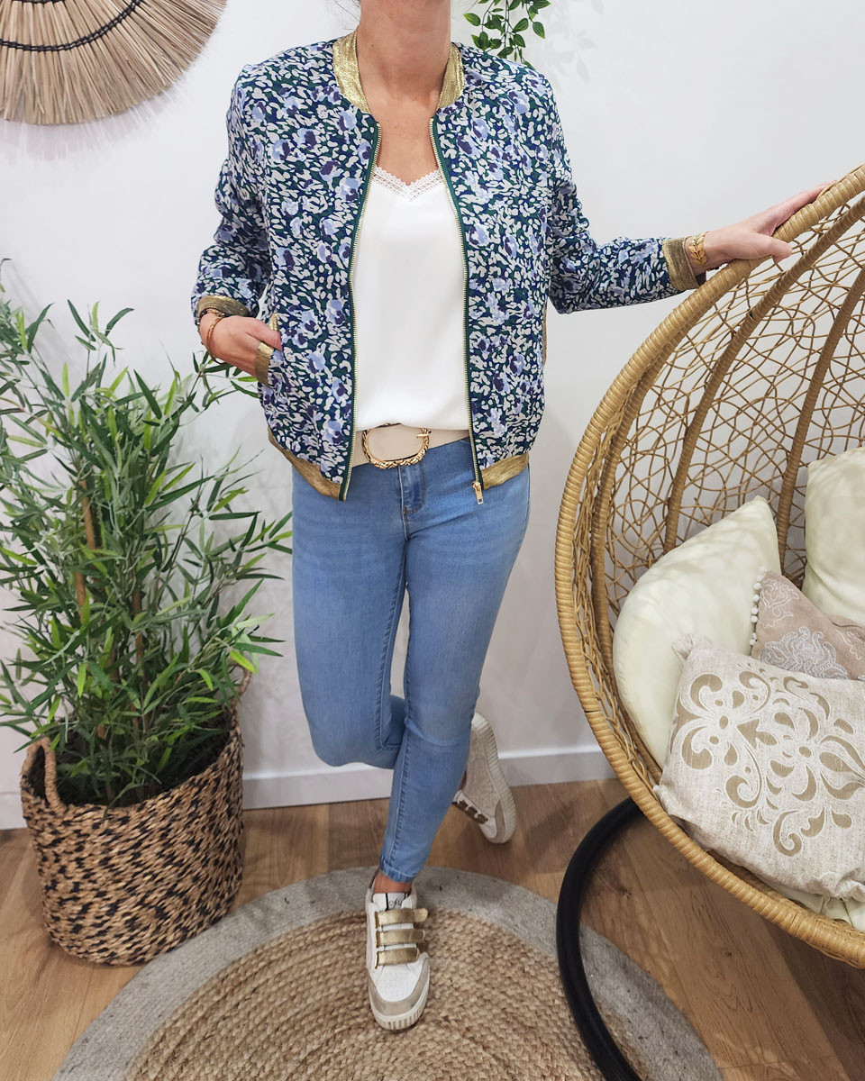 Bombers femme vert et bleu Vanille