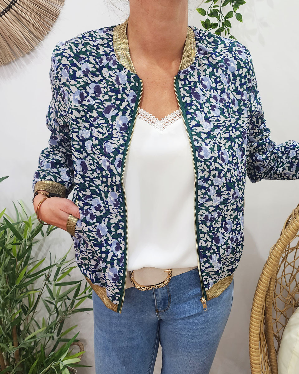 Bombers femme vert et bleu Vanille