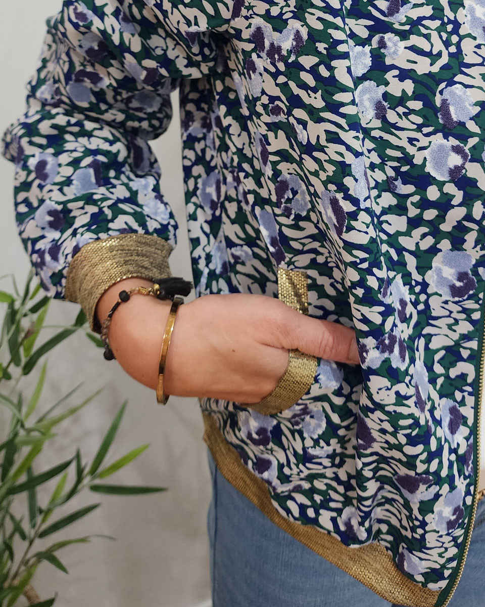 Bombers femme vert et bleu Vanille