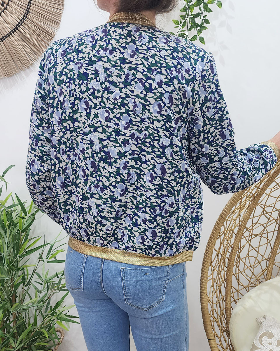 Bombers femme vert et bleu Vanille