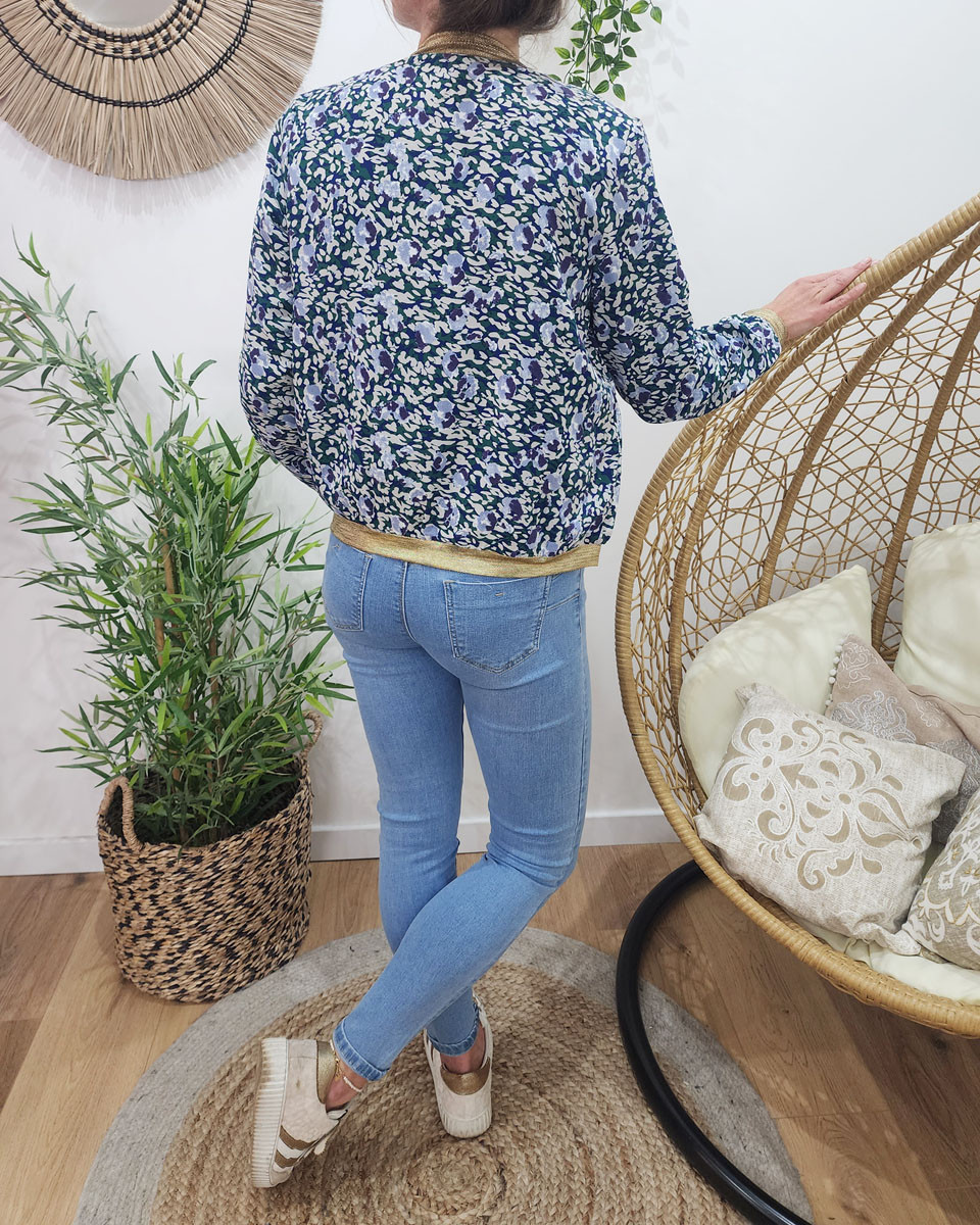 Bombers femme vert et bleu Vanille