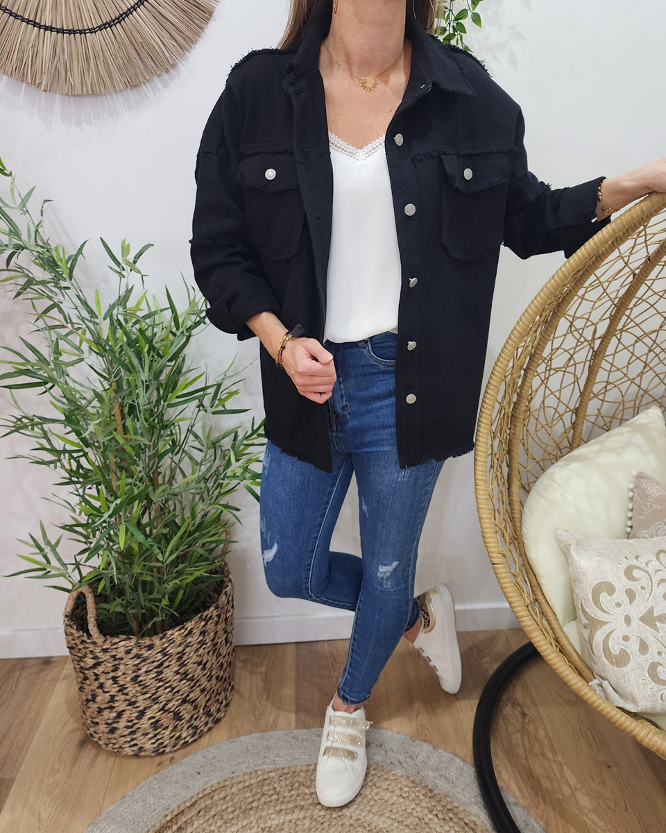 Veste femme noire broderies et sequins Juana