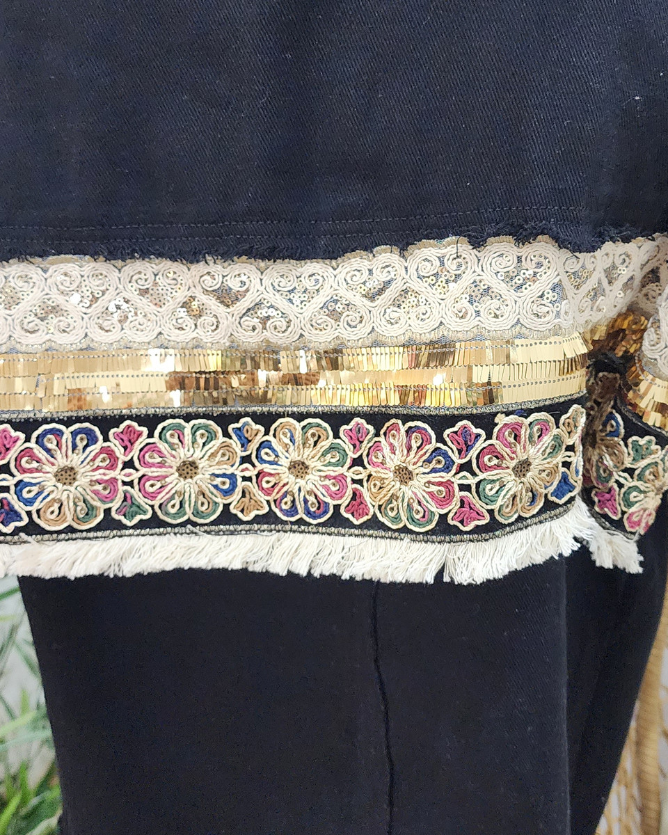 Veste femme noire broderies et sequins Juana