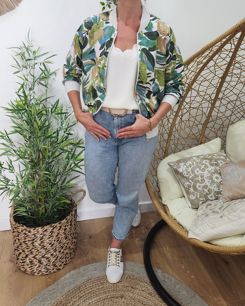 Bombers femme vert et bleu Lilya