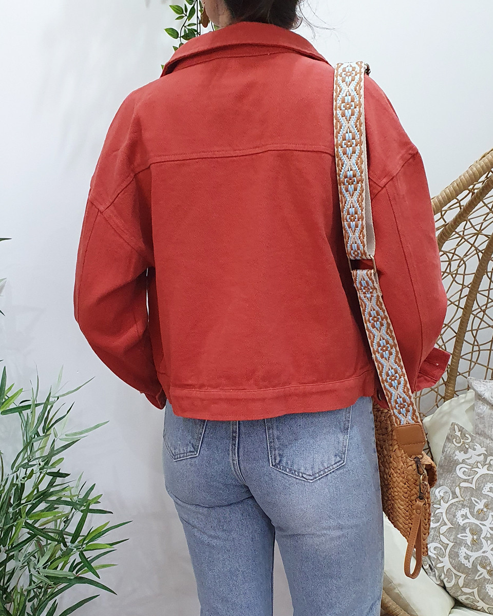 Veste femme en jeans terracotta