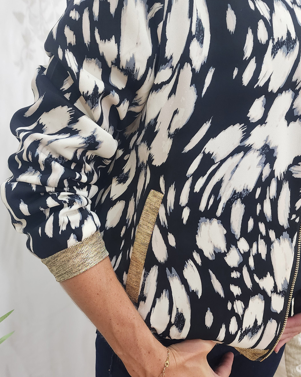 Bombers femme noir écru et gris Abril