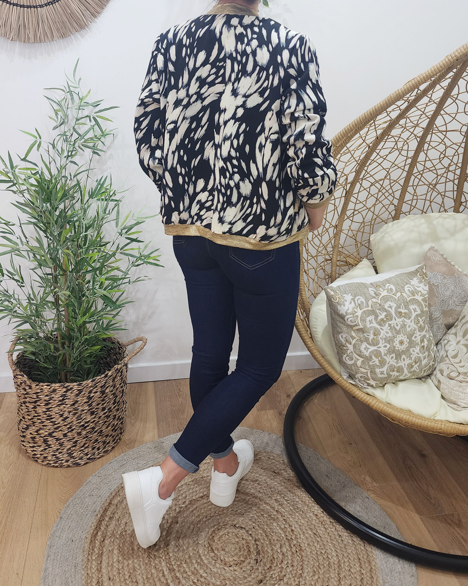 Bombers femme noir écru et gris Abril