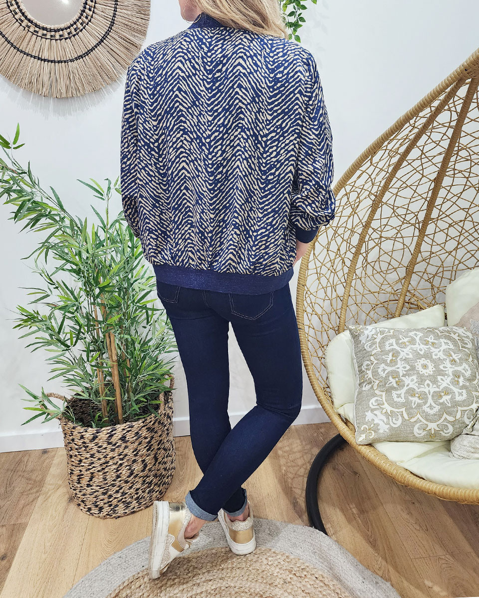 Bombers femme marine et taupe Caroline