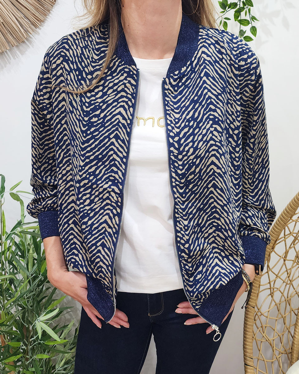 Bombers femme marine et taupe Caroline