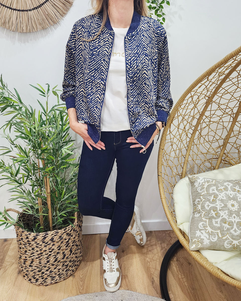 Bombers femme marine et taupe Caroline