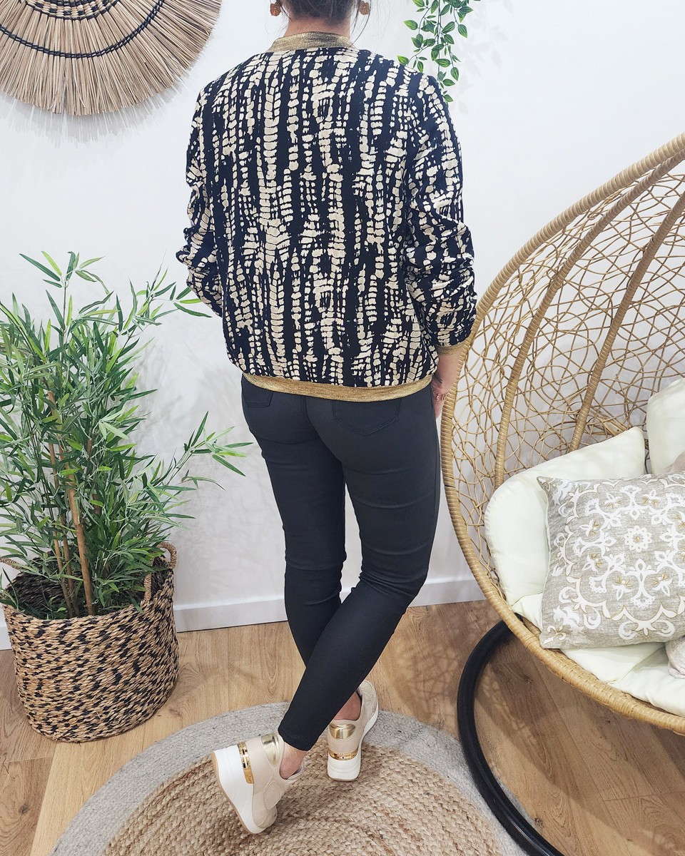 Bombers femme imprimé serpent noir et beige Maïa