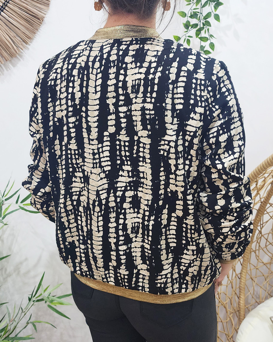 Bombers femme imprimé serpent noir et beige Maïa