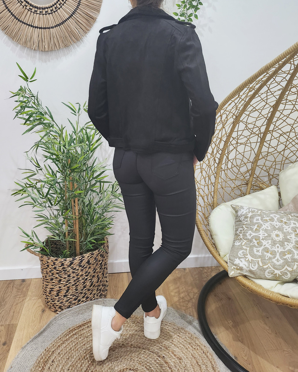 Perfecto femme noir suédine