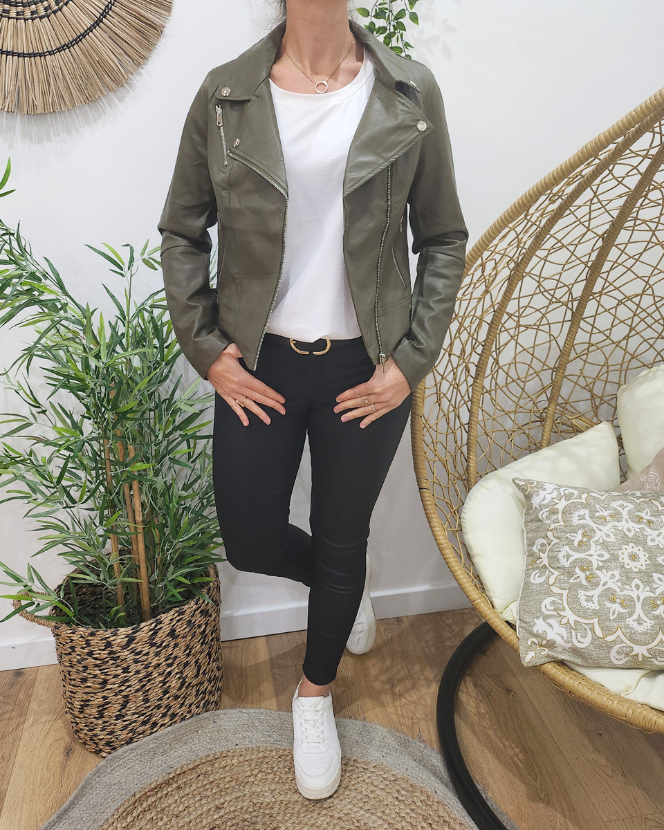 Perfecto femme kaki fin