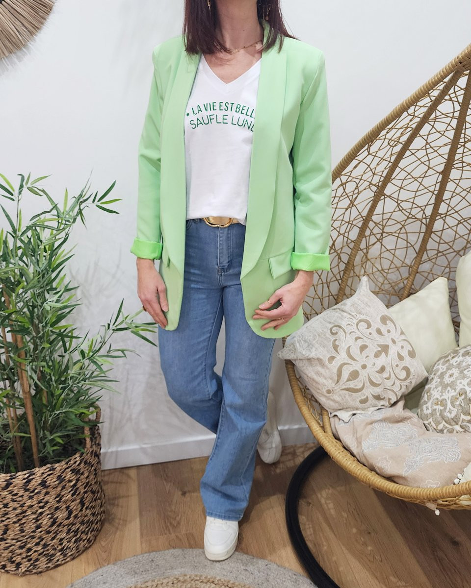 Veste blazer femme unie vert anis
