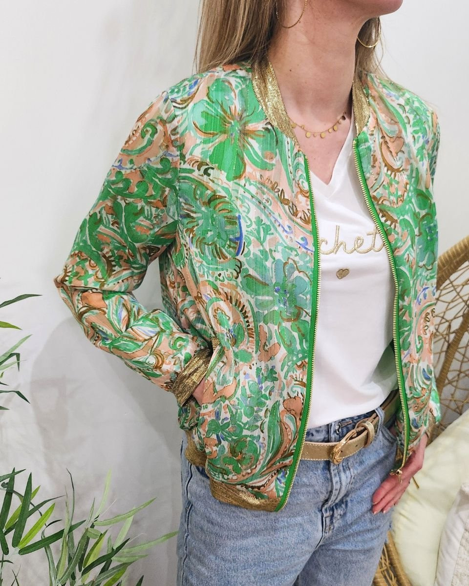 Bombers femme vert et rose Solène