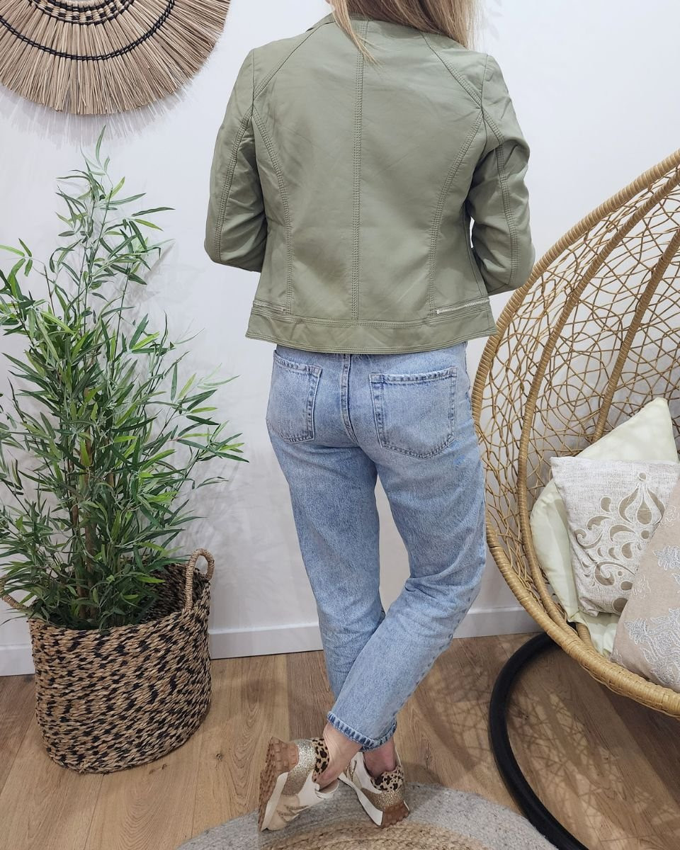 Perfecto femme kaki clair simili