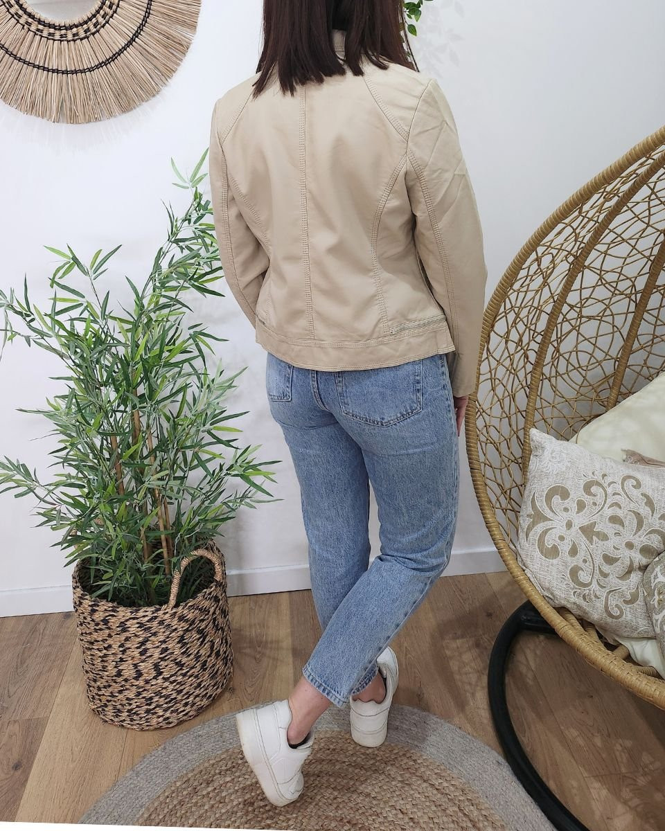 Perfecto femme beige simili