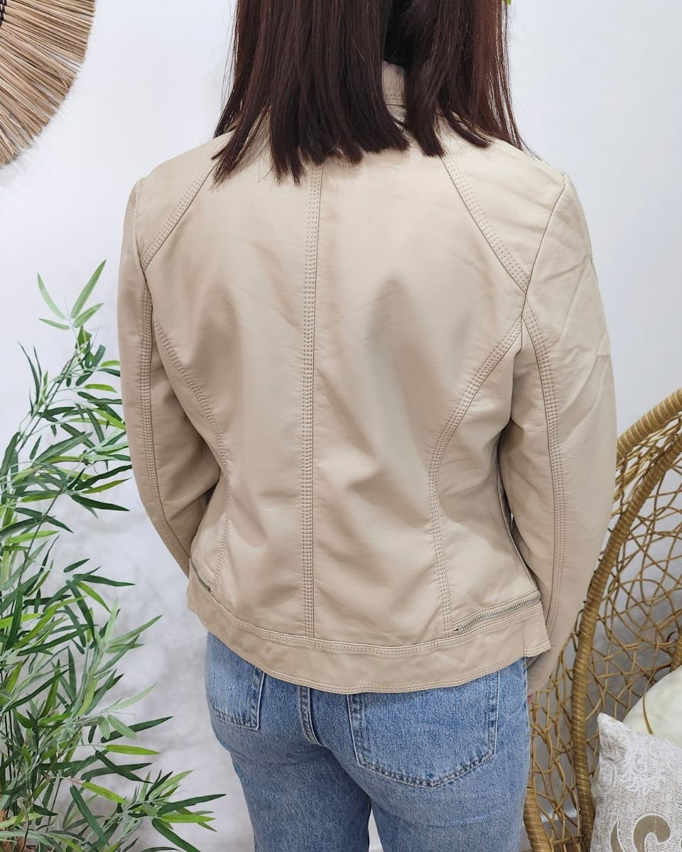 Perfecto femme beige simili