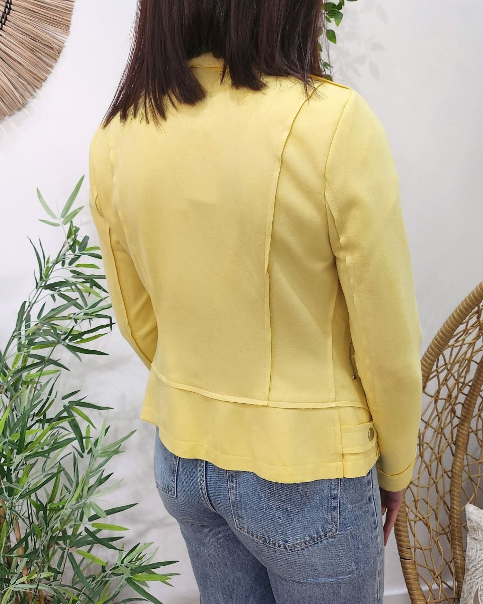 Perfecto femme fin suédine jaune
