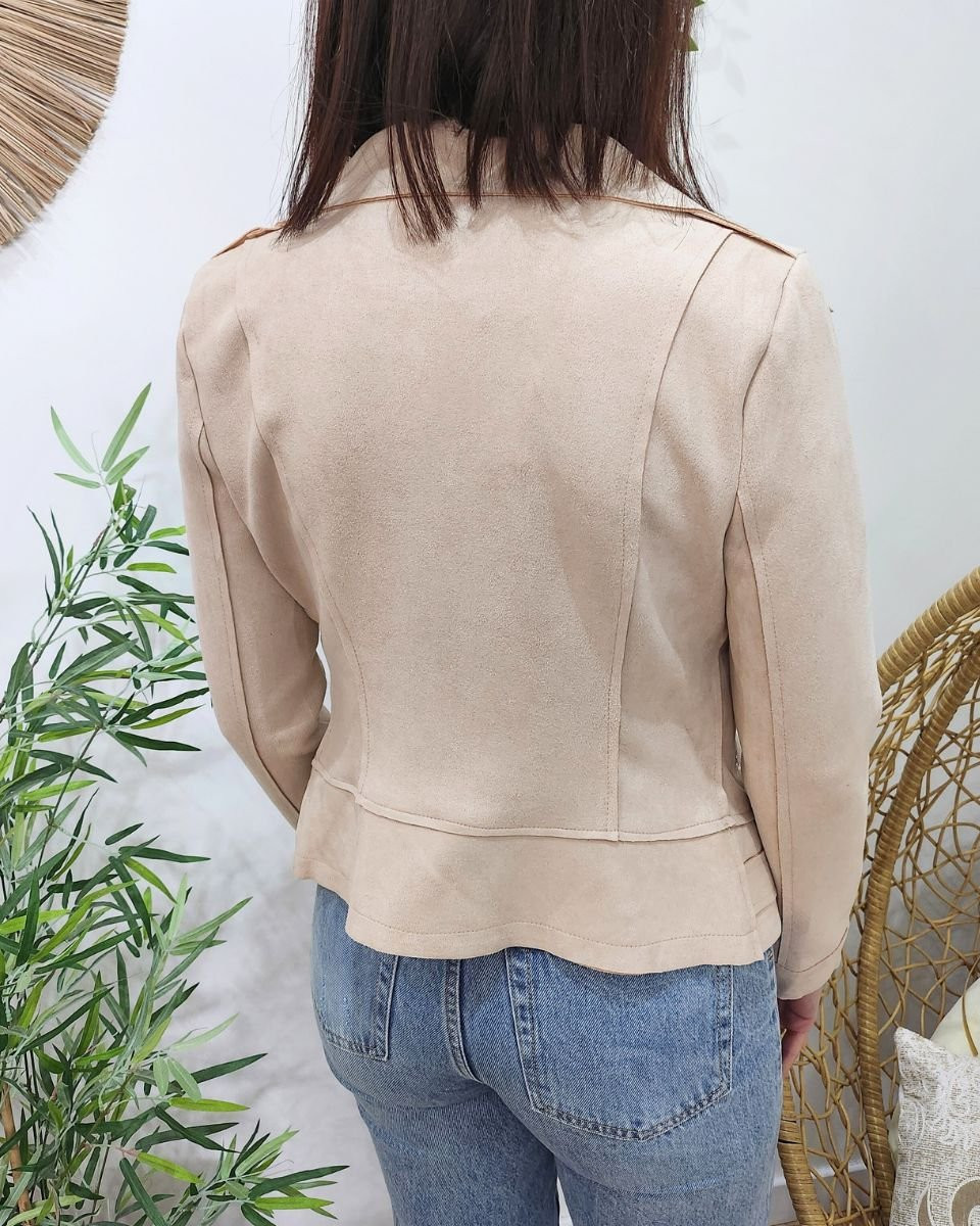Perfecto femme fin suédine beige