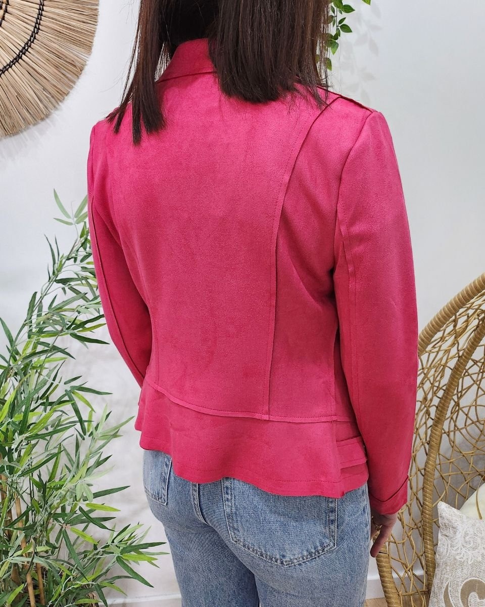 Perfecto femme fin suédine rose fuchsia