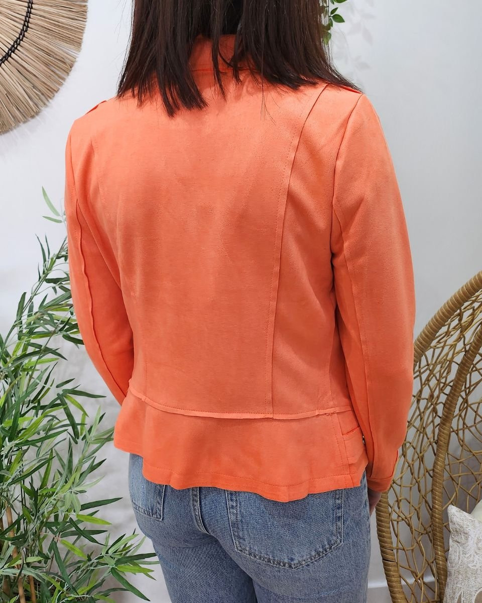 Perfecto femme fin suédine orange clair