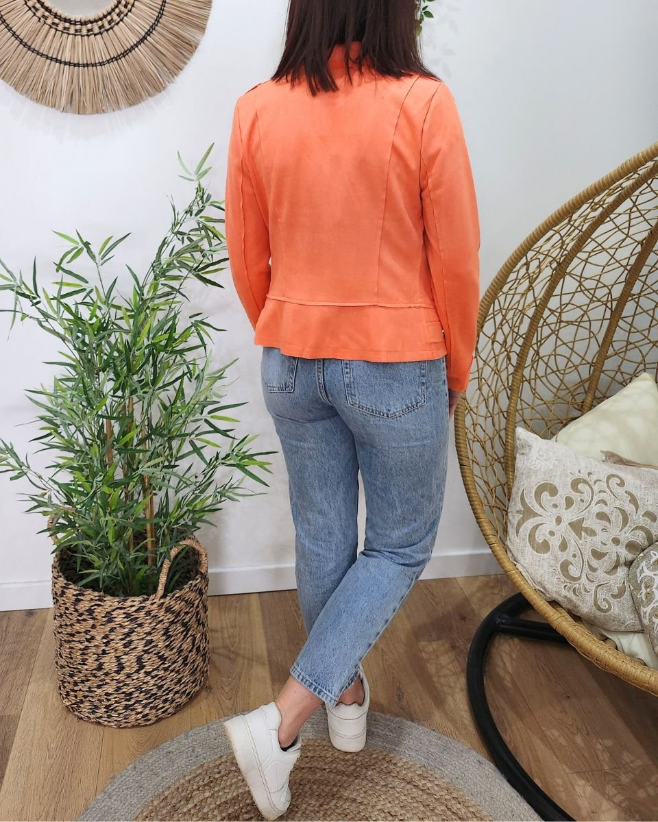Perfecto femme fin suédine orange clair