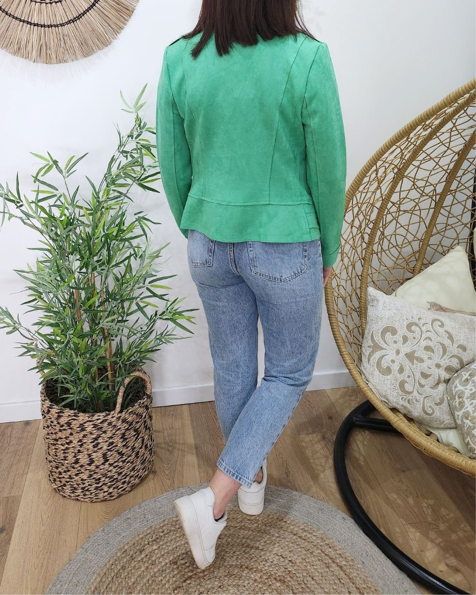 Perfecto femme fin suédine vert