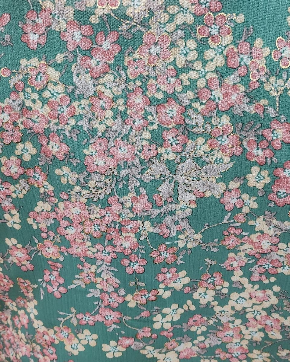 Bombers femme vert fleurs roses dorées Servade