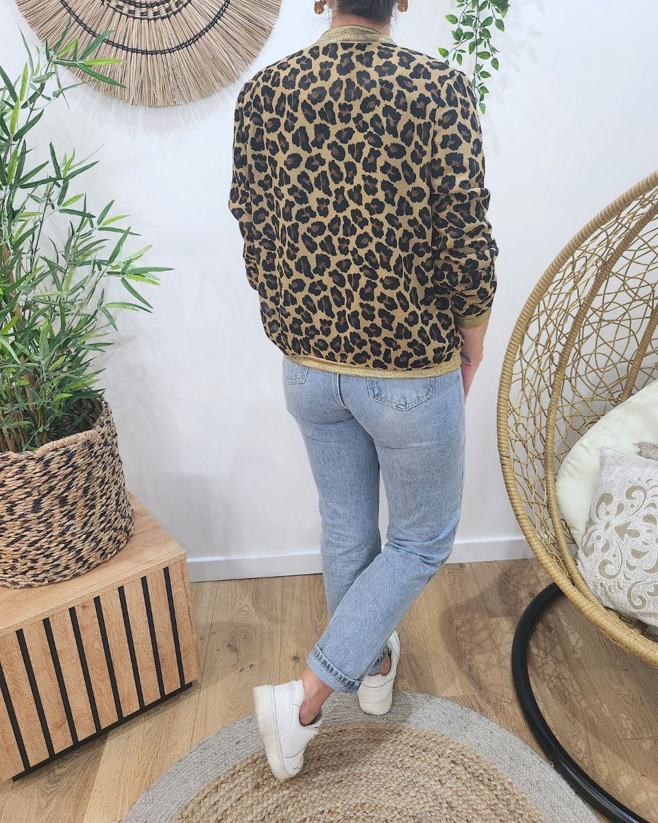 Bombers femme léopard camel
