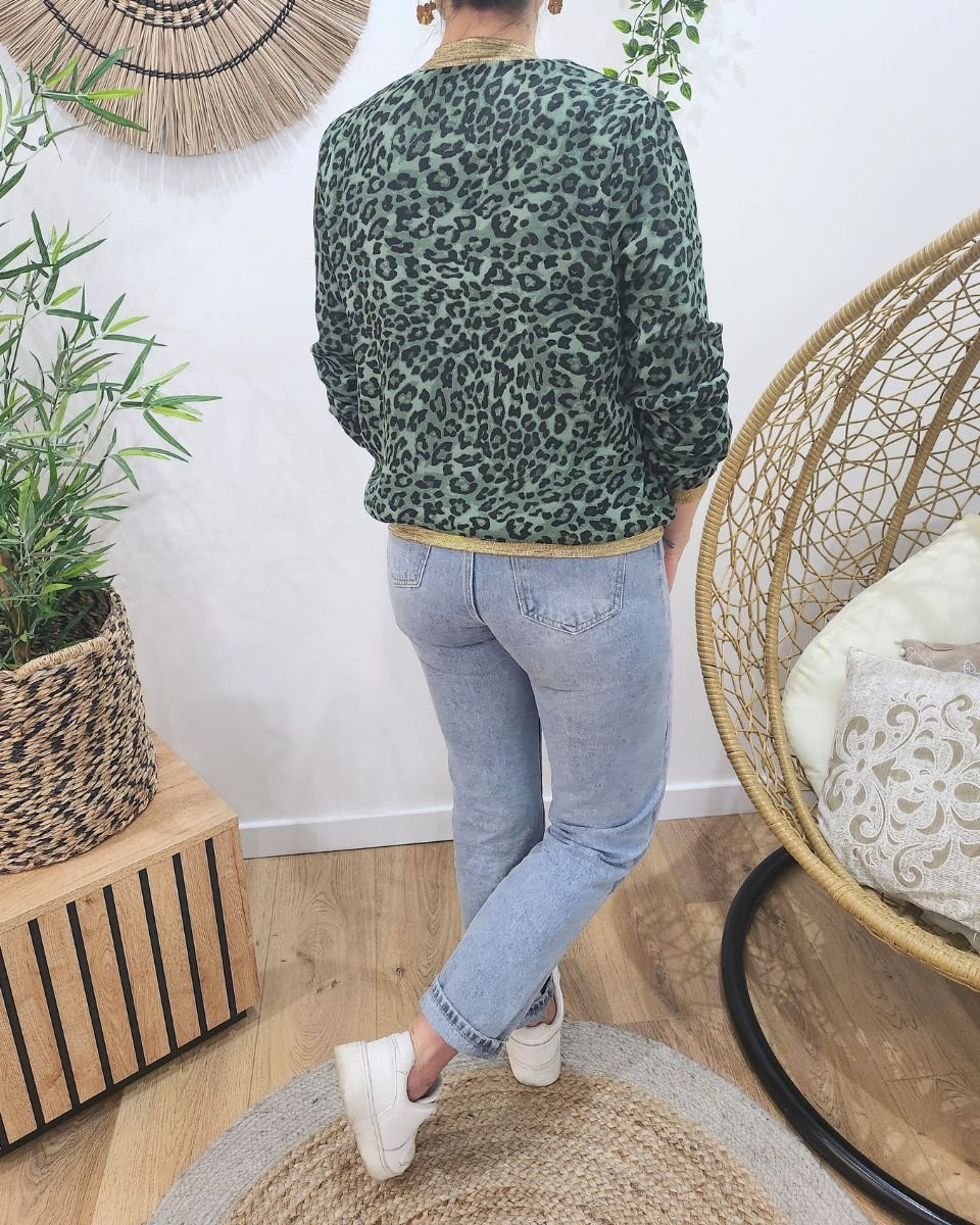 Bombers femme léopard vert et noir