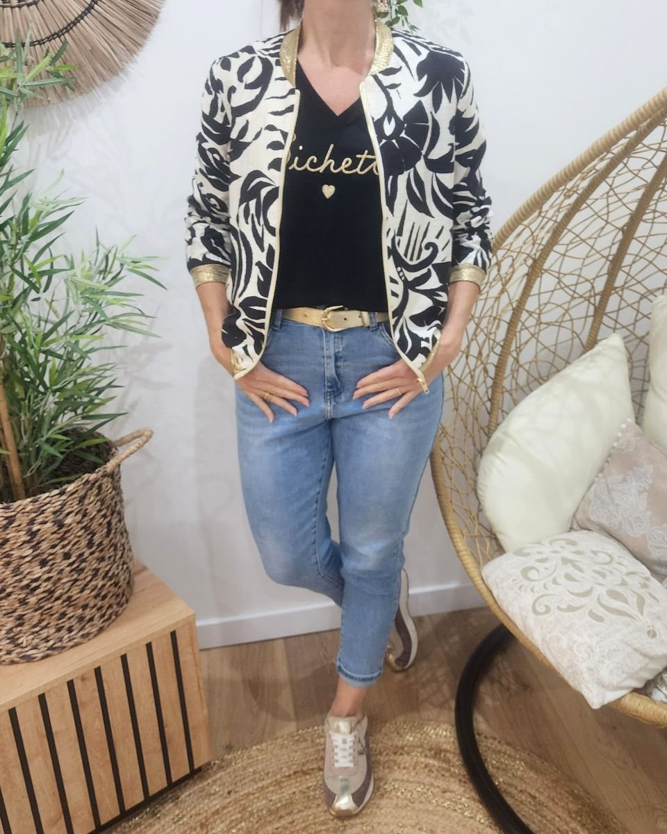 Bombers femme noir et écru Fabiola