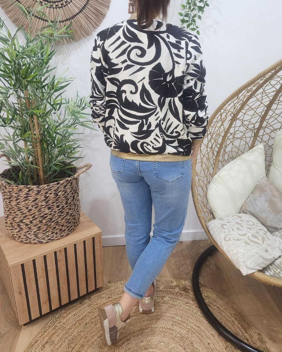 Bombers femme noir et écru Fabiola