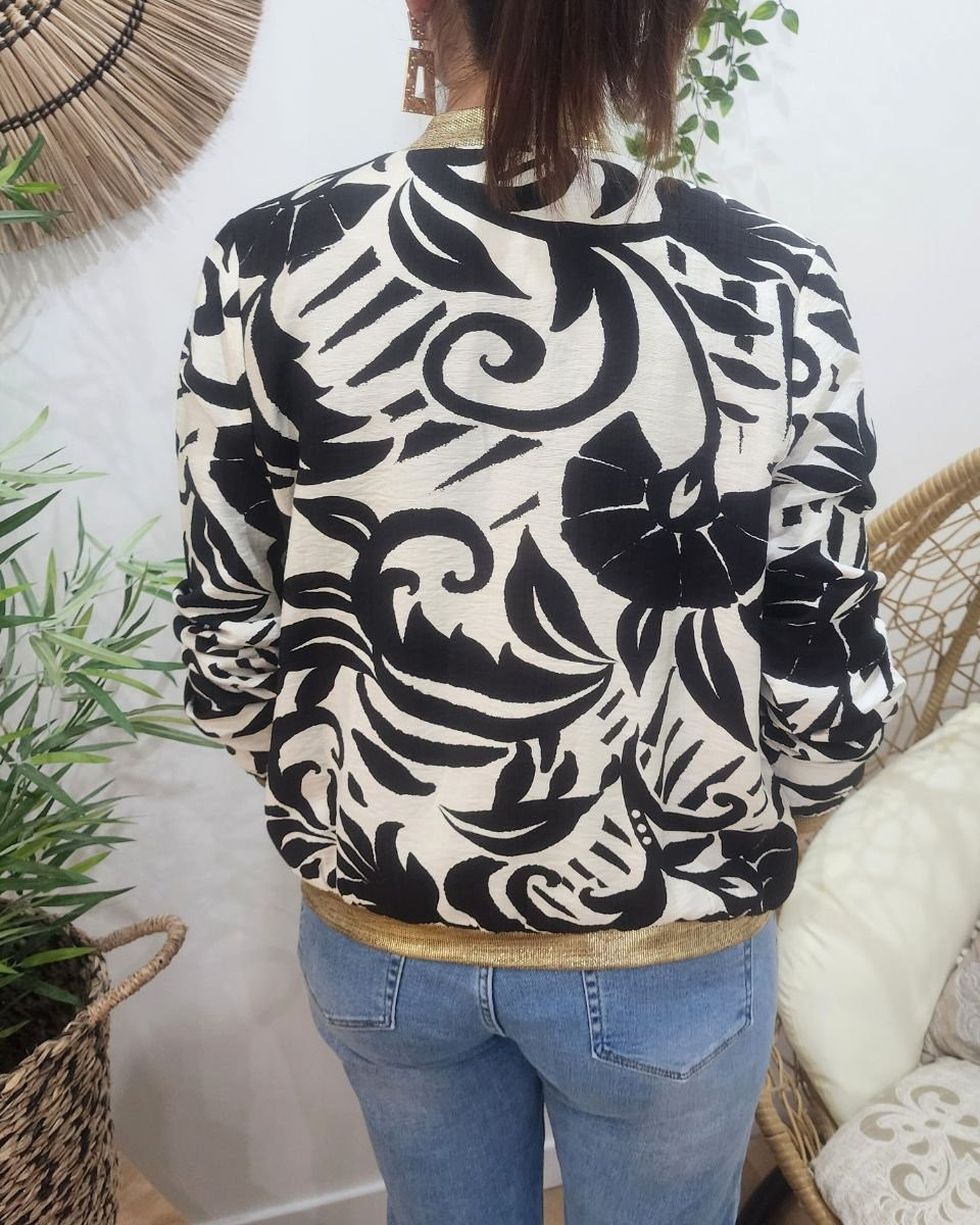 Bombers femme noir et écru Fabiola