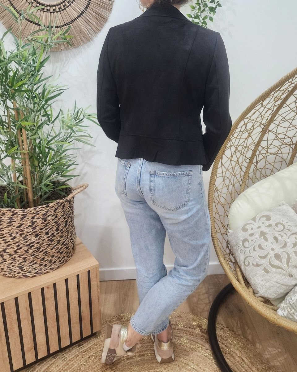 Perfecto femme fin suédine noir