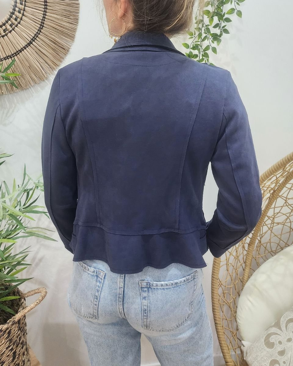 Perfecto femme fin suédine marine