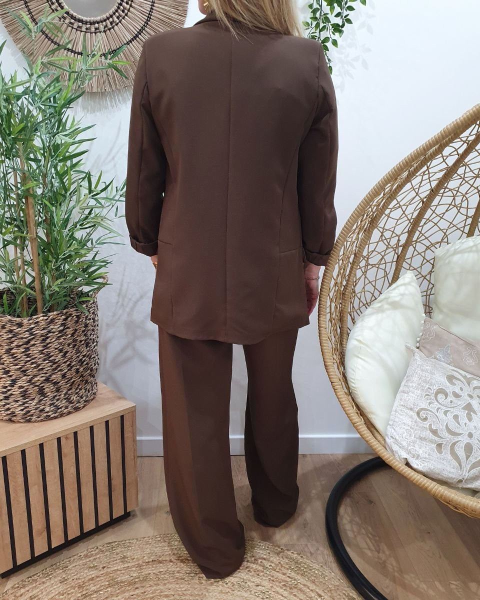Veste blazer femme unie marron glacé