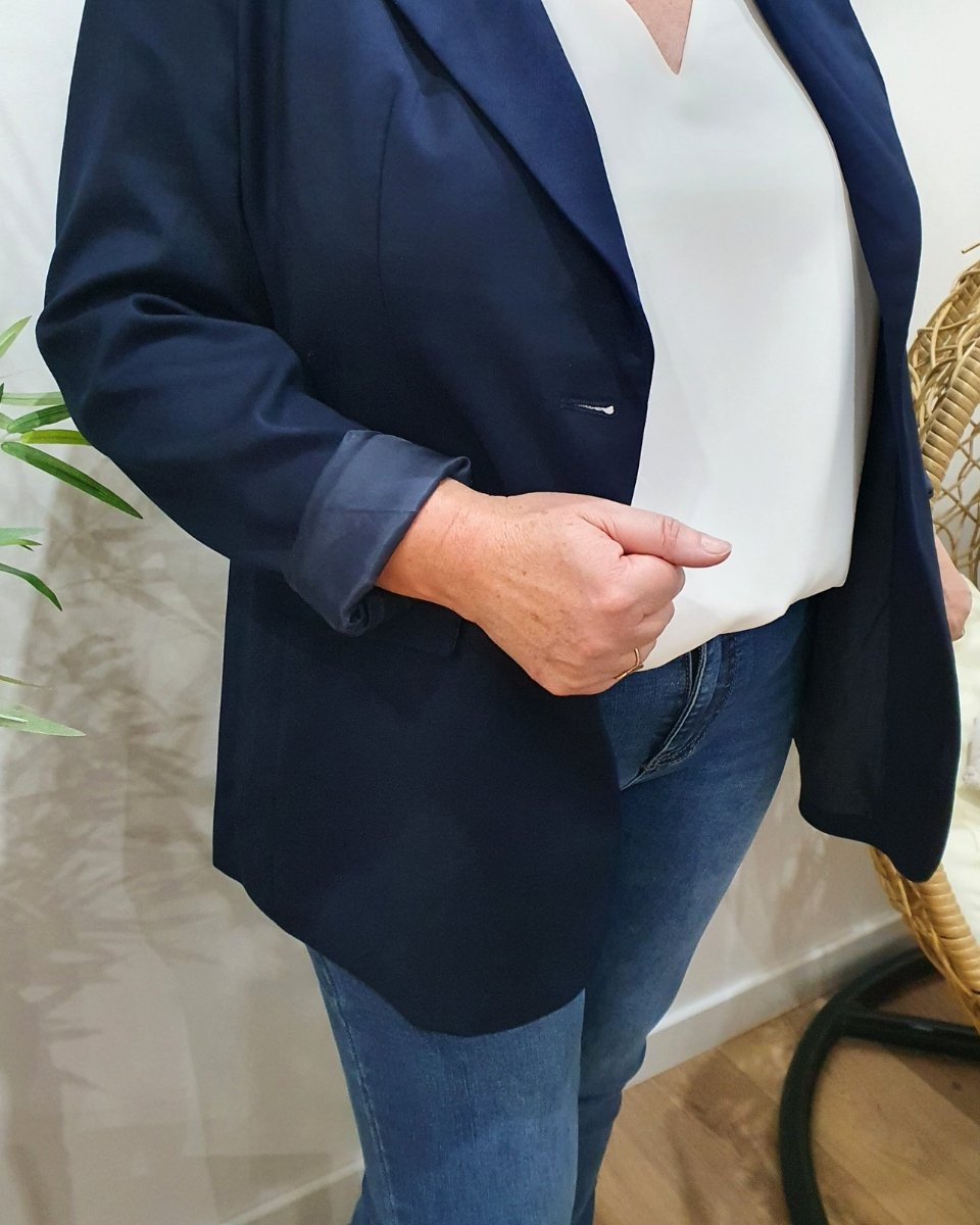 Blazer femme uni bleu marine grande taille 