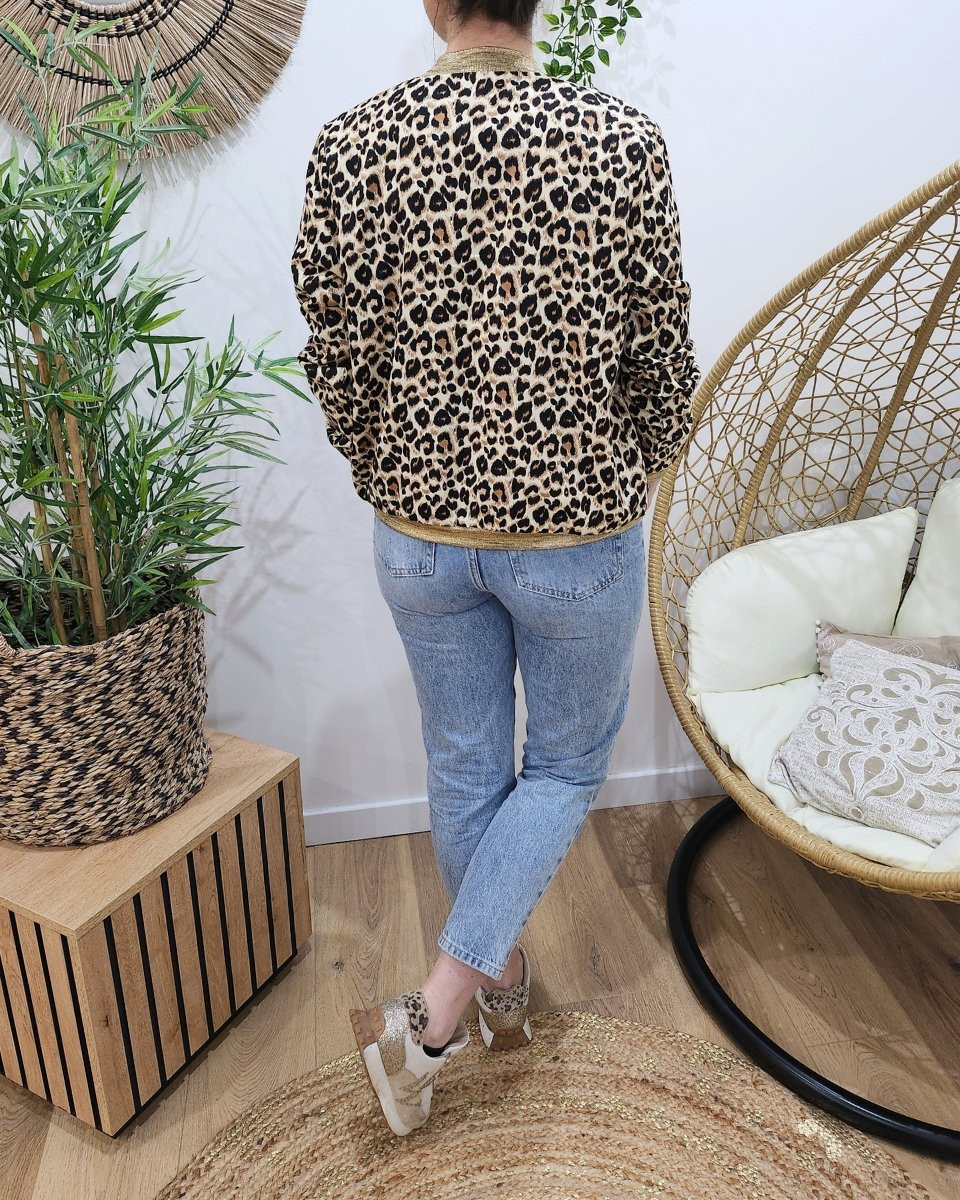 Bombers femme beige léopard camel et noir