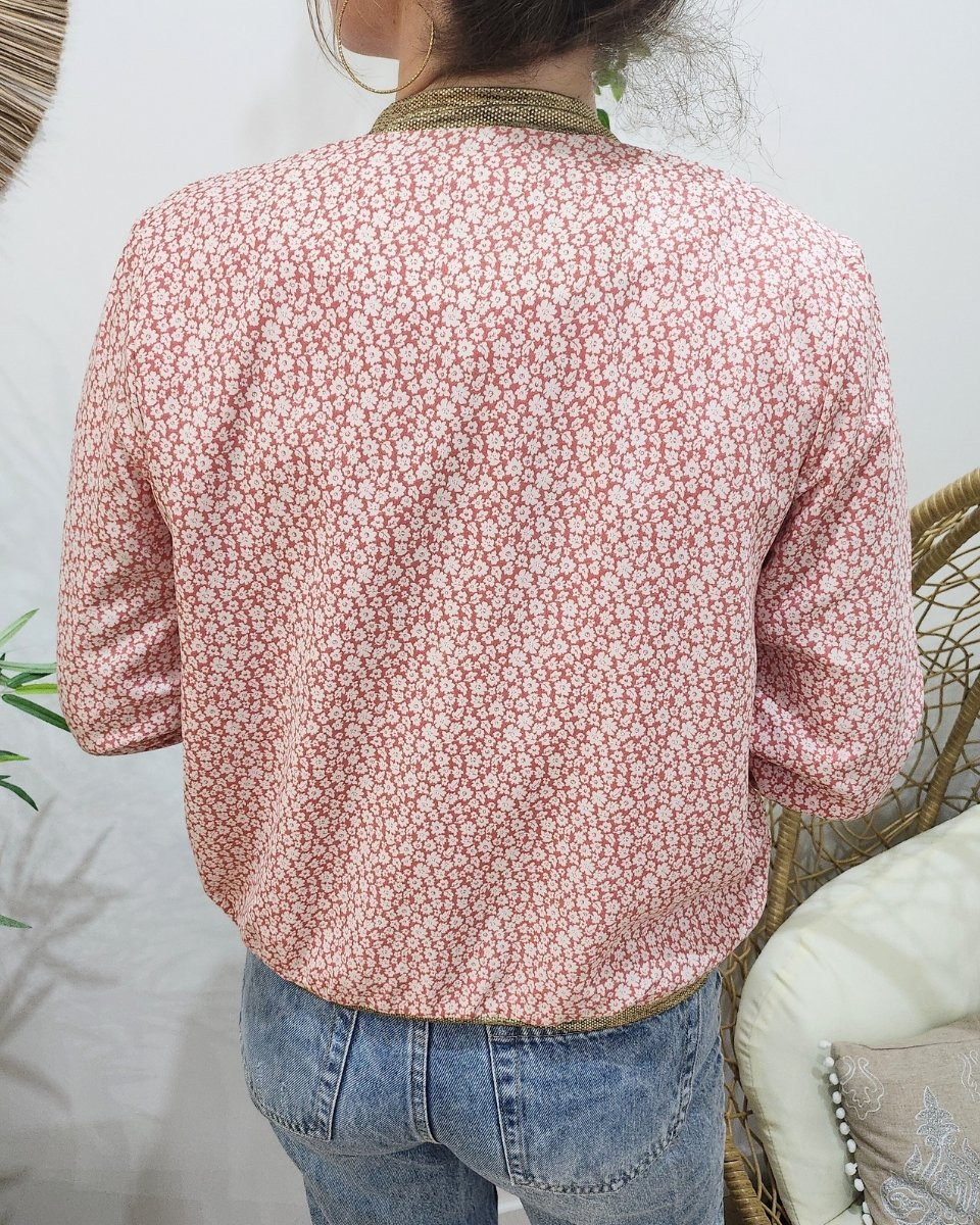 Bombers femme rose fleurs écrues Anya
