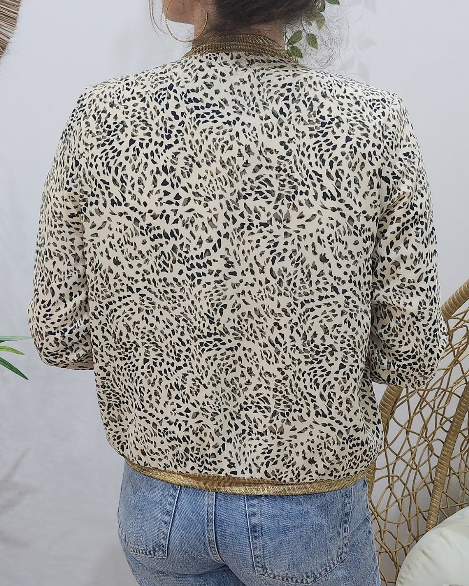 Bombers femme écru motifs gris noirs Opaline